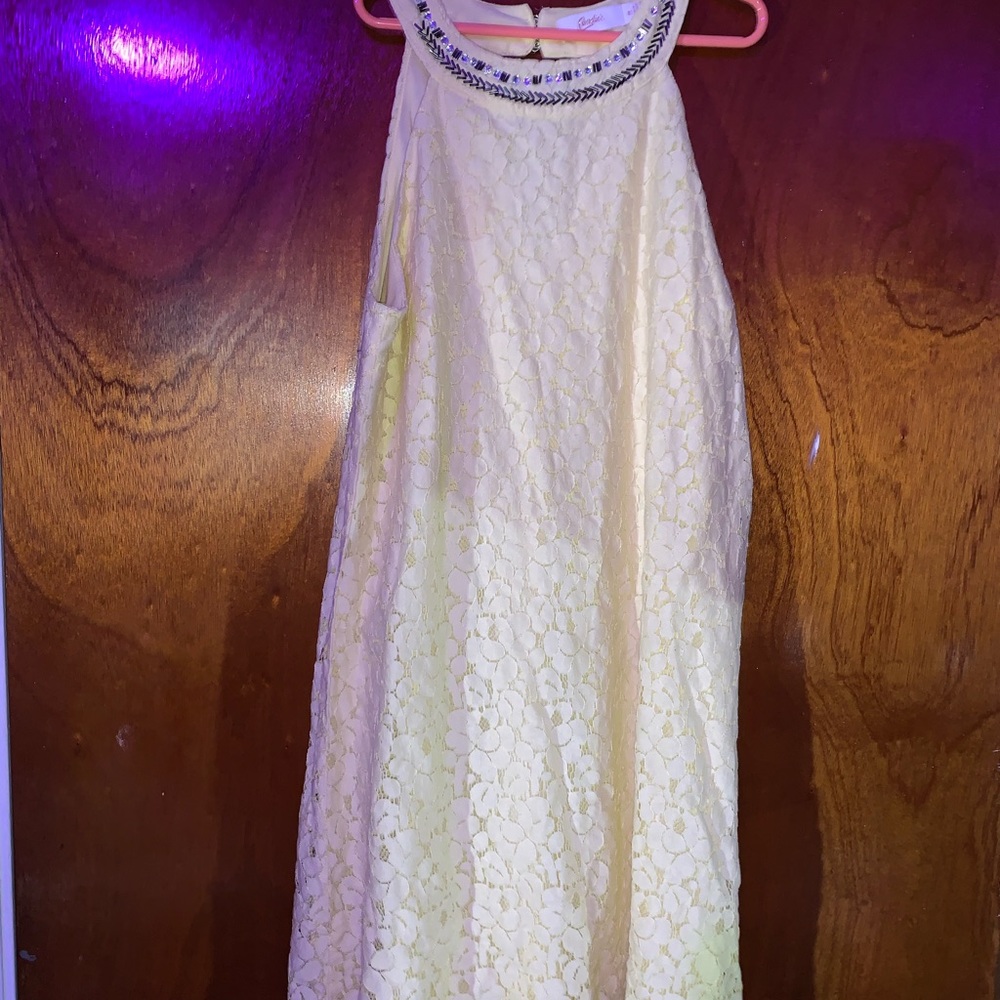 Pastel scoop neck dress with beaded neckline